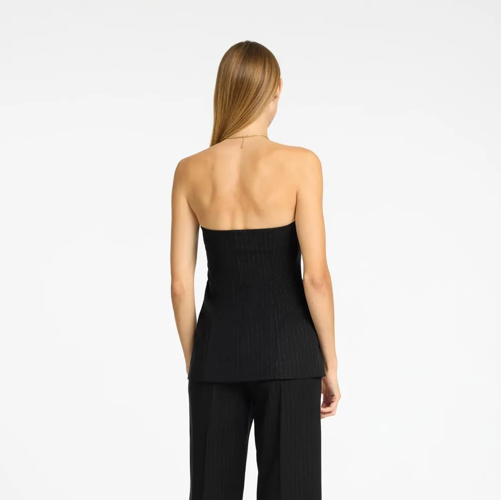 Selected Eli Bustier Top, Black/Silver