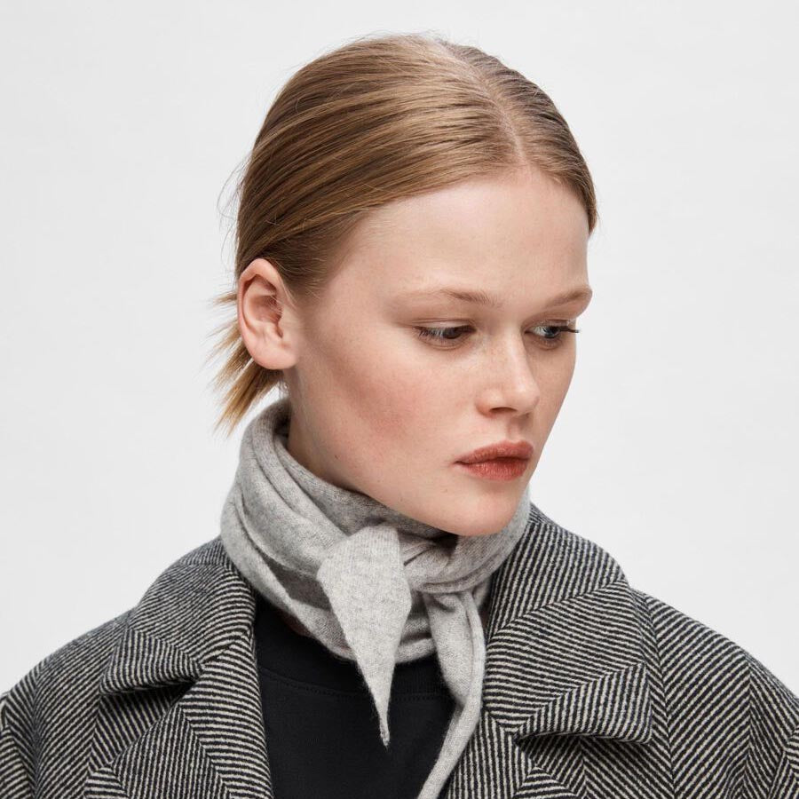 Selected Cashmere Scarf, Light Grey