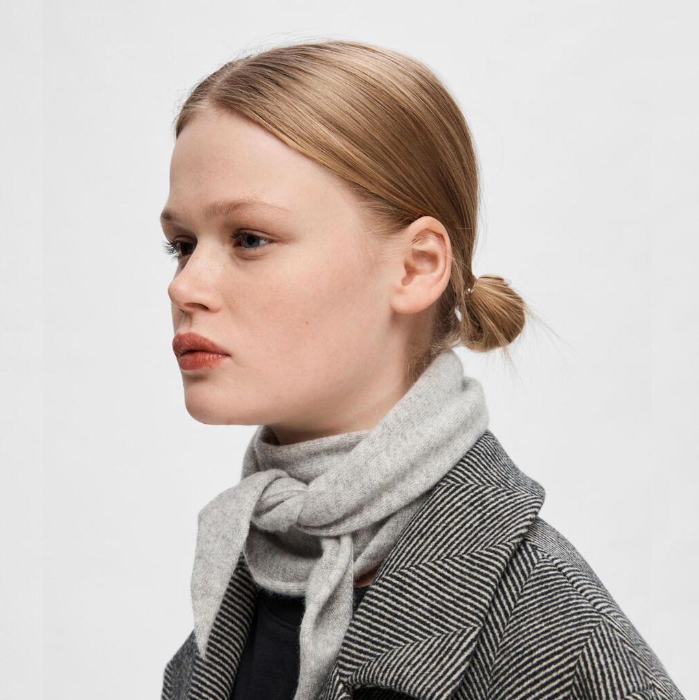 Selected Cashmere Scarf, Light Grey