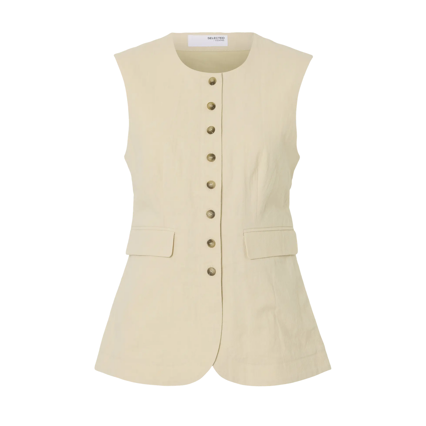 Selected Iluna buttoned pocket vest, Sandshell