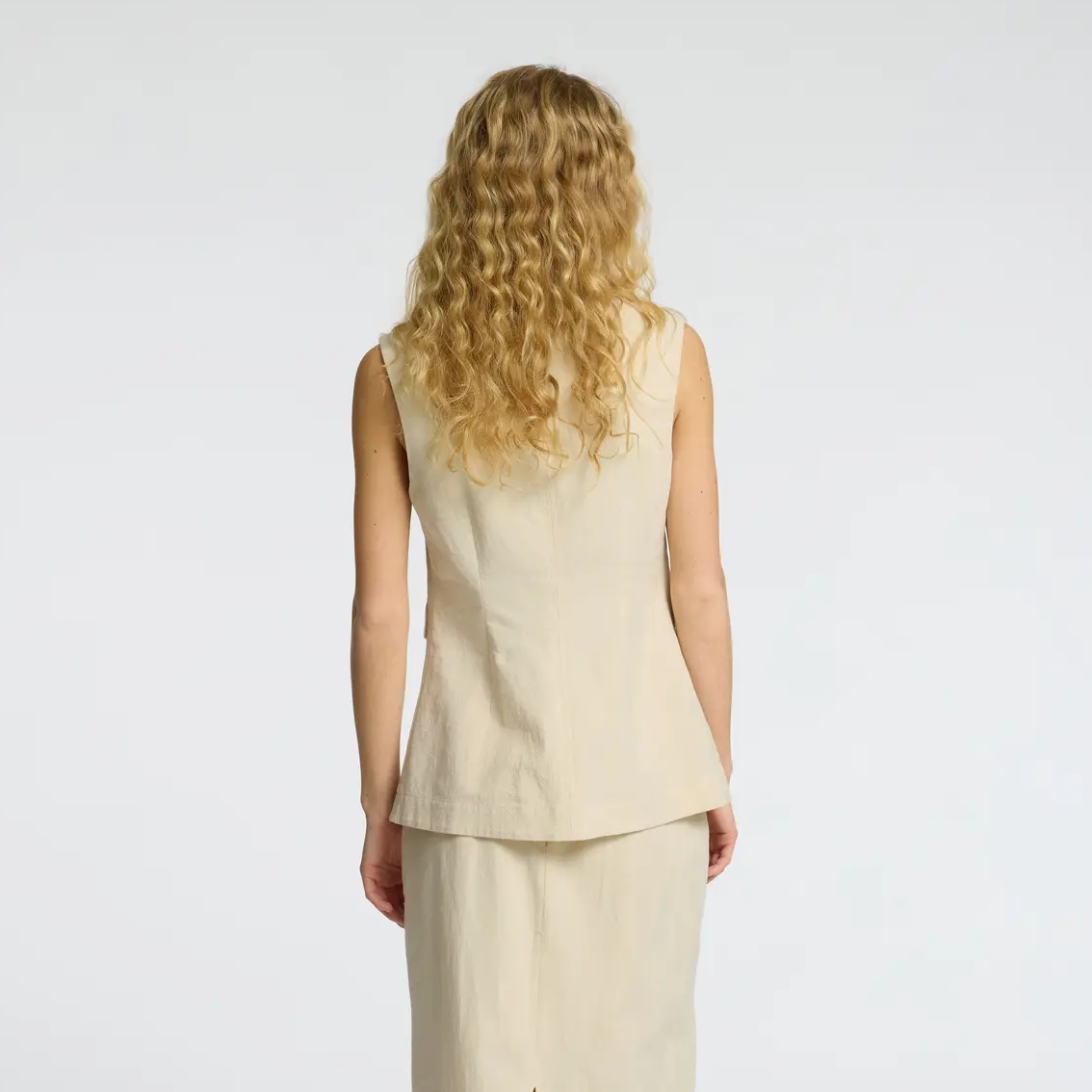 Selected Iluna buttoned pocket vest, Sandshell