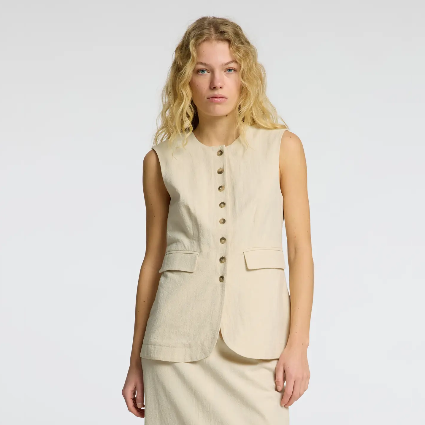 Selected Iluna buttoned pocket vest, Sandshell