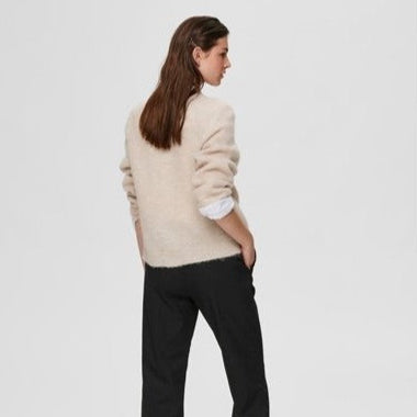 LULU LS KNIT SHORT CARDIGAN Birch Melange