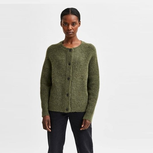 Lulu LS Knit Short Cardigan, Kalamata Melange