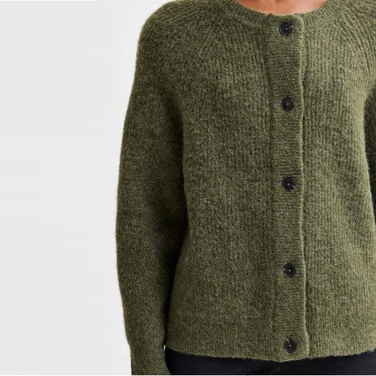 Lulu LS Knit Short Cardigan, Kalamata Melange