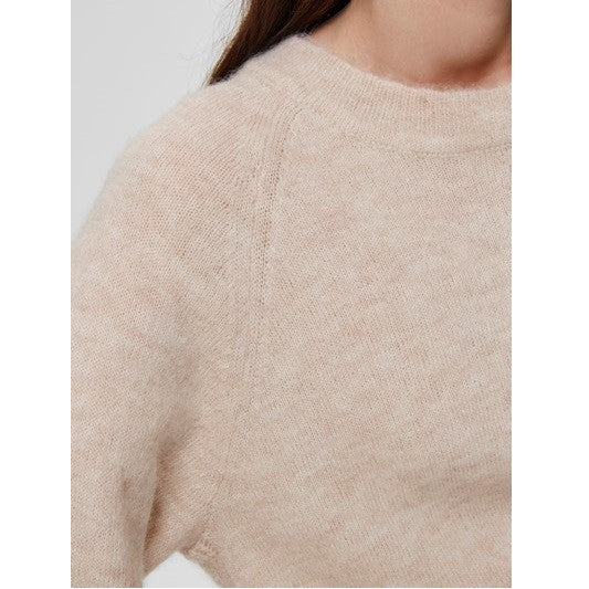 Selected Lulu Knit O-Neck, Birch Melange