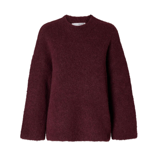 Selected Gabella Knit O-Neck, Zinfandel