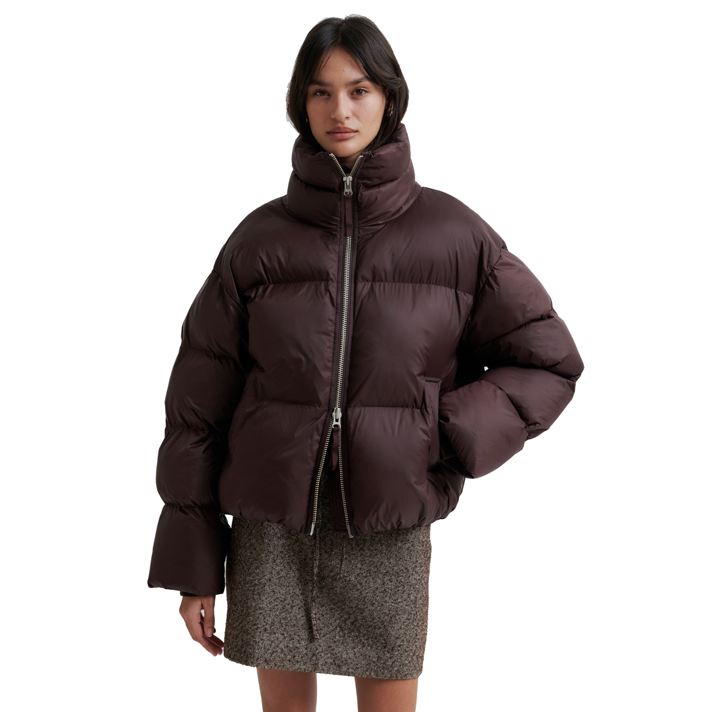 Second Female Riya Puffer Jacket, Chocolate Plum