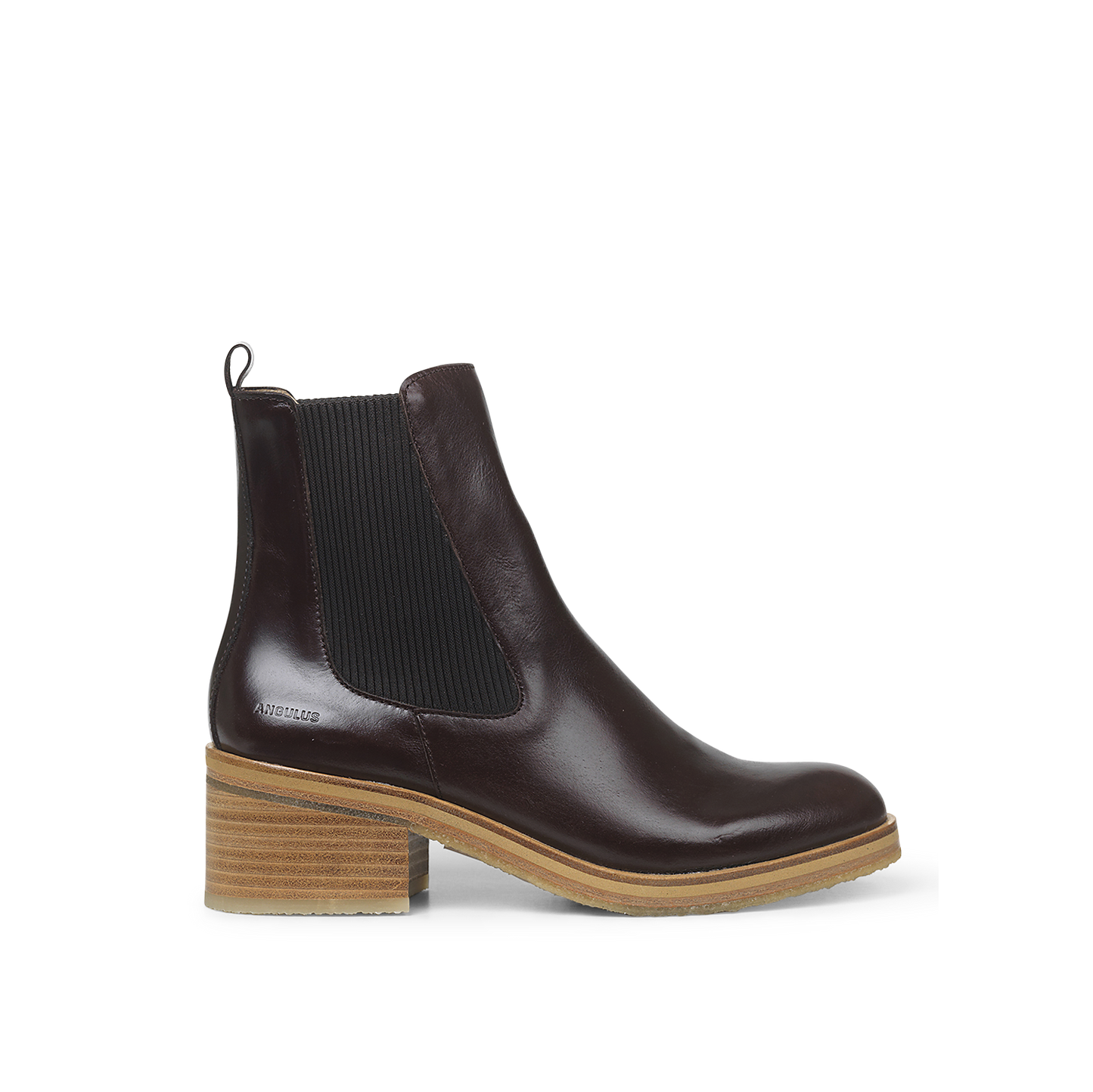 Angulus 7736-101 Chelsea støvle med blokhæl, Dark Brown