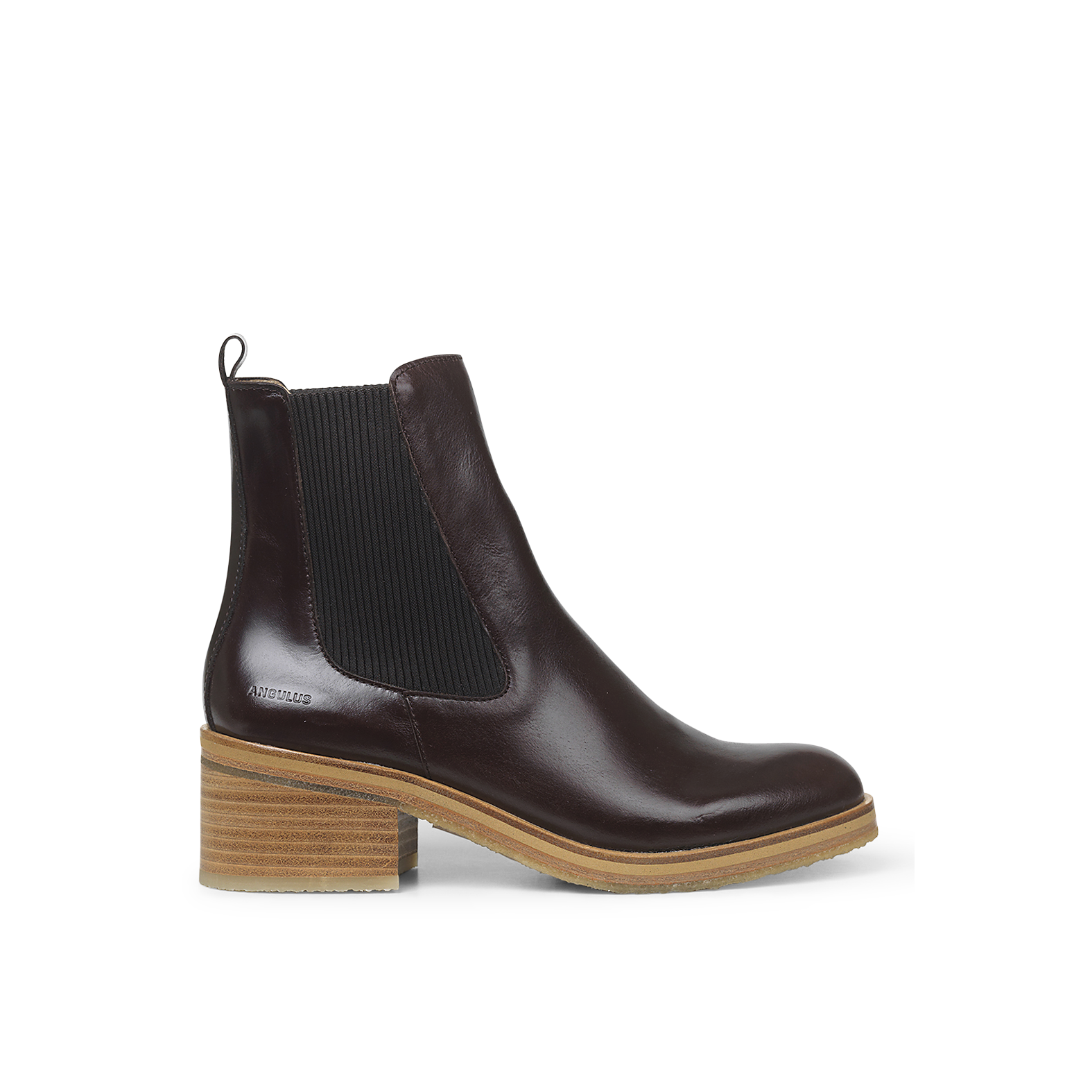 Angulus 7736-101 Chelsea støvle med blokhæl, Dark Brown