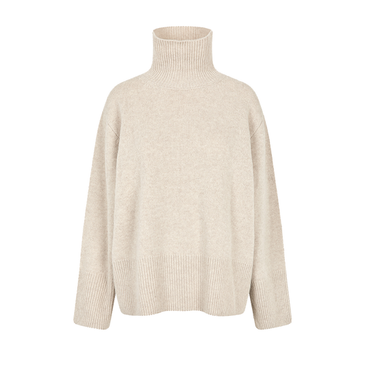 Second Female Alpha Knit T-Neck, Pumice Stone