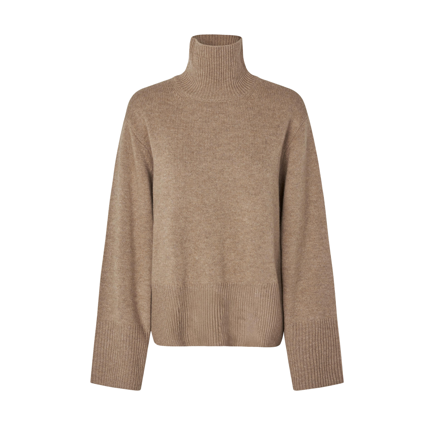 Second Female Alpha Knit T-Neck, Camel Melange