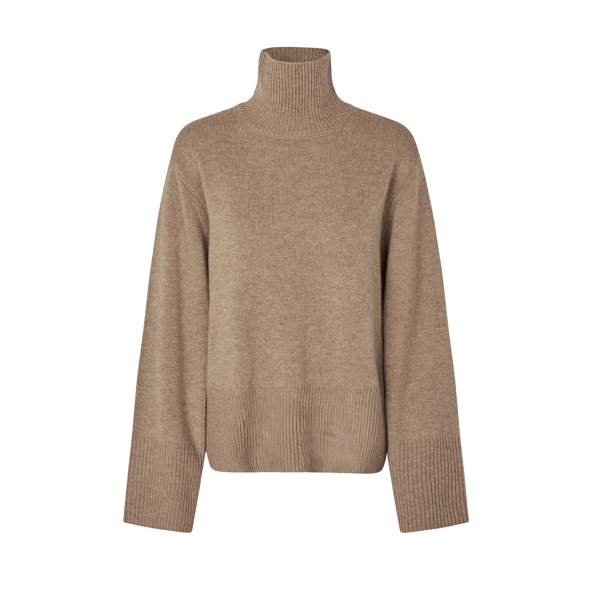 Second Female Alpha Knit T-Neck, Camel Melange