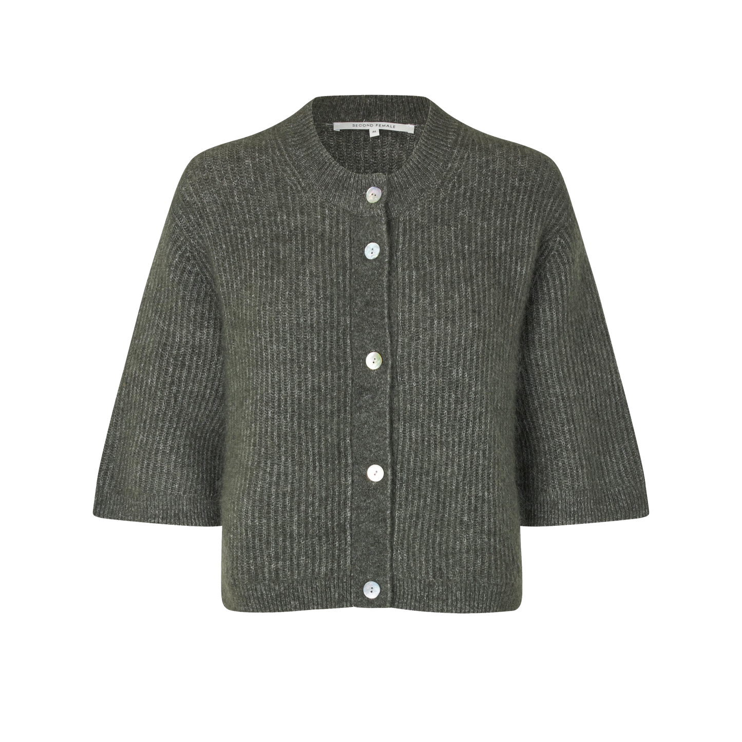 Second Female Andrea Knit Rib Cardigan, Beluga
