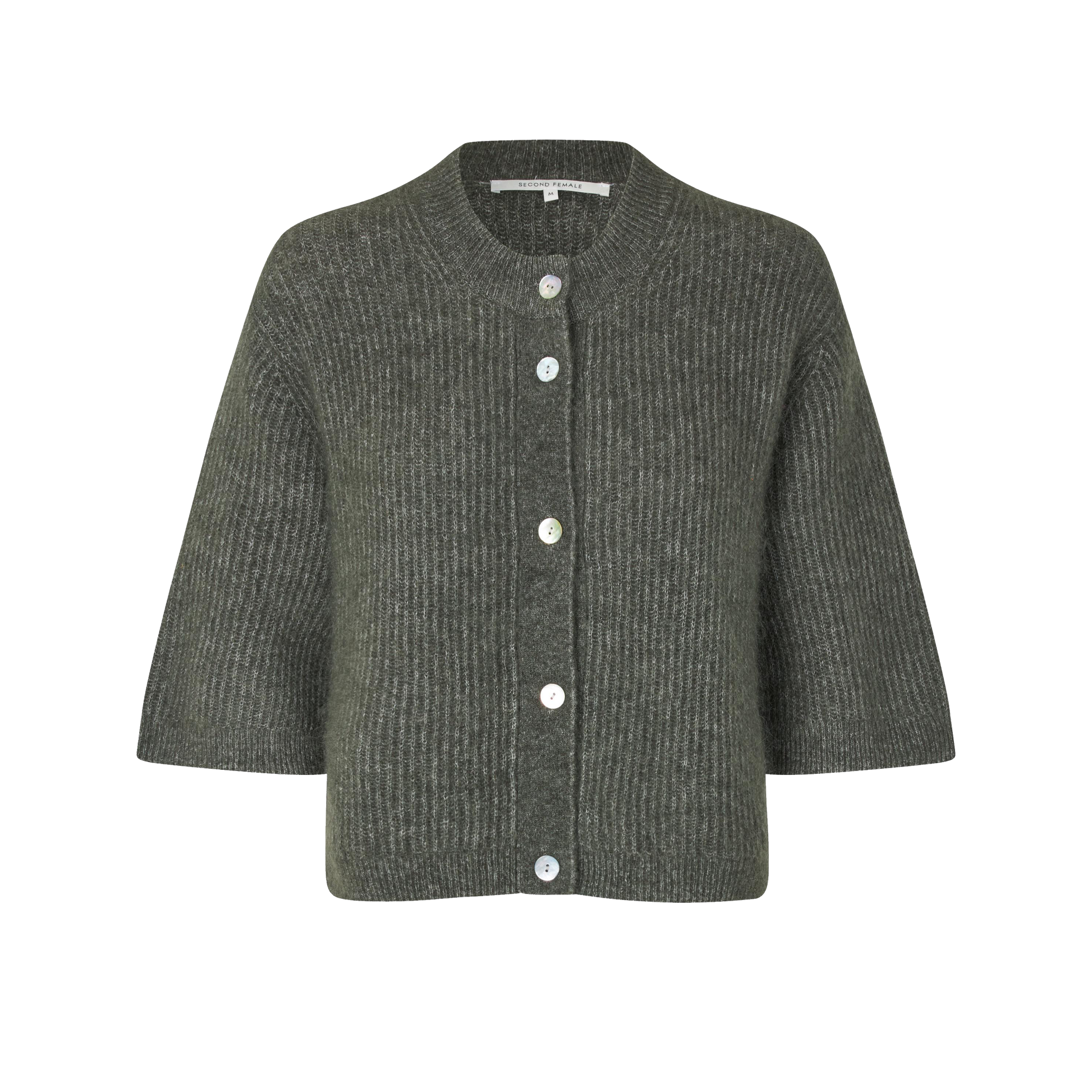 Second Female Andrea Knit Rib Cardigan, Beluga