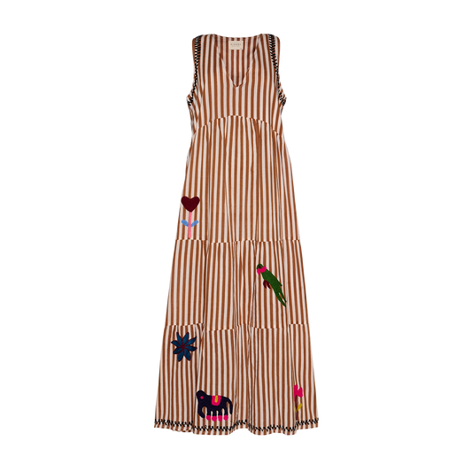 Sissel Edelbo Anneli Dress, Brown Stripes