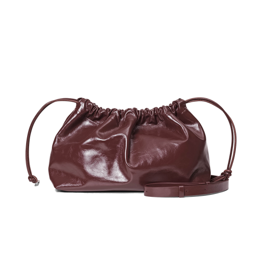 Second Female Lacque Leather Bag, Bitter Chocolate