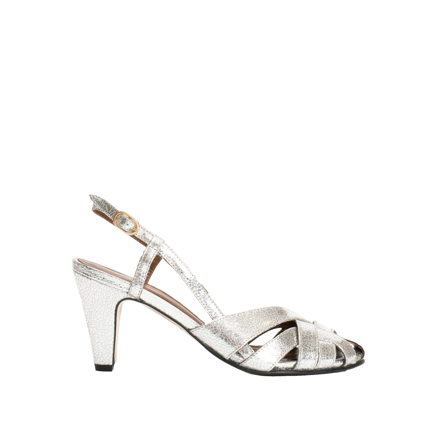 Anonymoua Banie 75 Pump, Crackled metallic goat