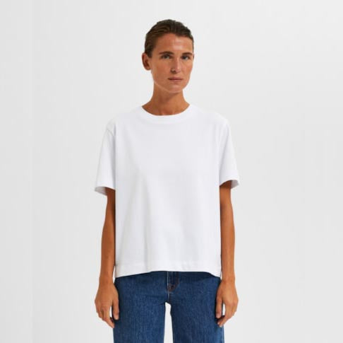 Selected T-shirt Boxy, White