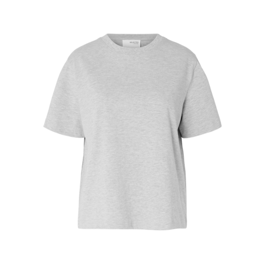 Selected T-shirt Boxy, Light grey melange