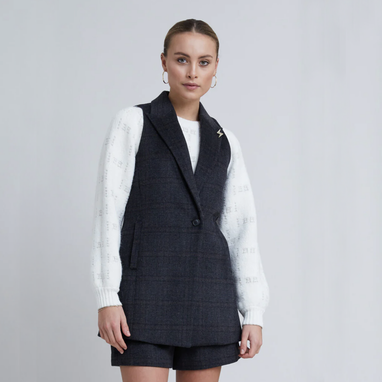 Bruuns Bazaar Lianna waistcoat - Grey Check