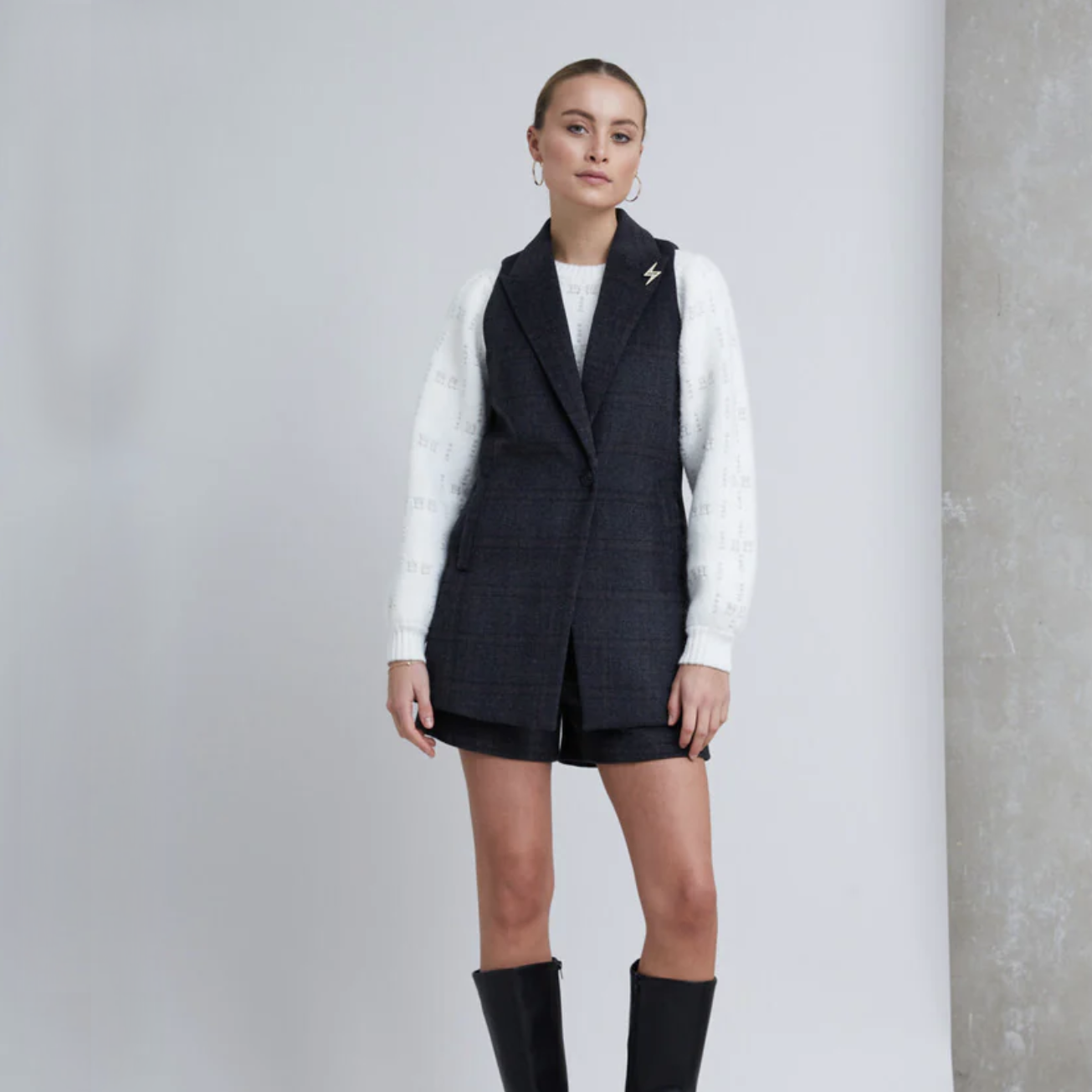 Bruuns Bazaar Lianna waistcoat - Grey Check