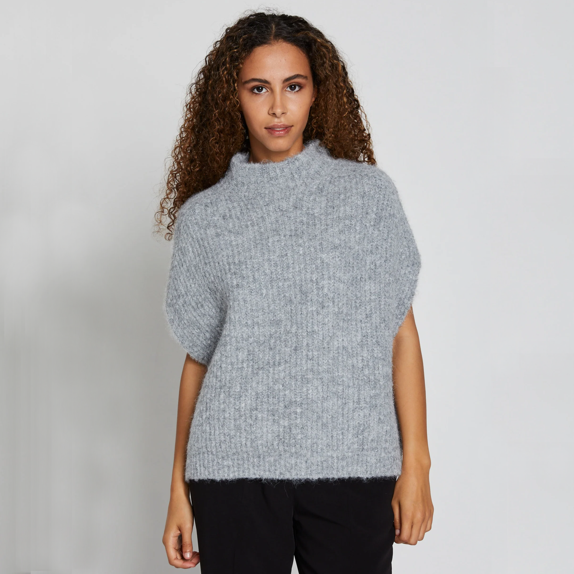 Bruuns Bazaar Buckeye Hira Knit Vest, Grey Melange