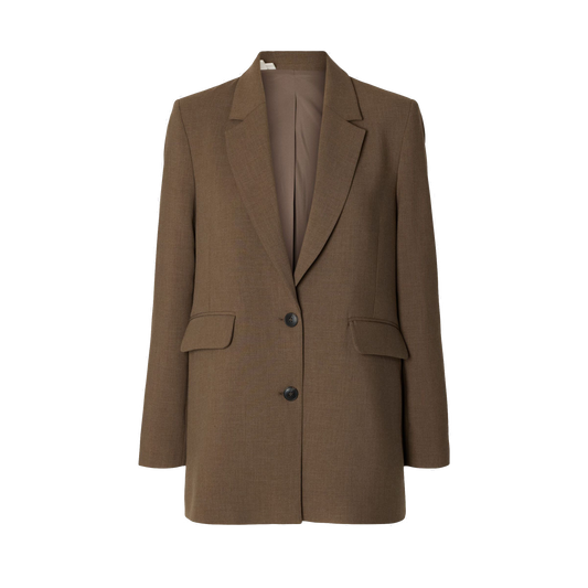 Selected Rita relaxed blazer, Chocolate Chip/Melange