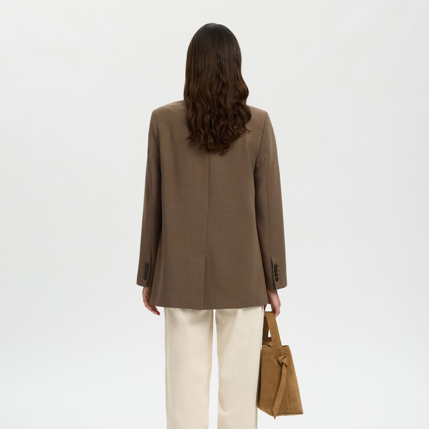 Selected Rita relaxed blazer, Chocolate Chip/Melange