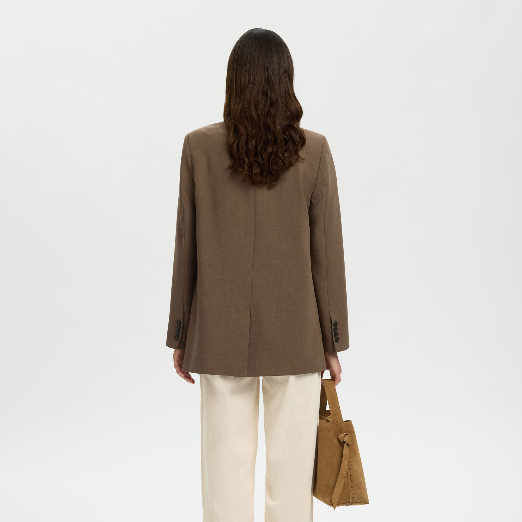 Selected Rita relaxed blazer, Chocolate Chip/Melange