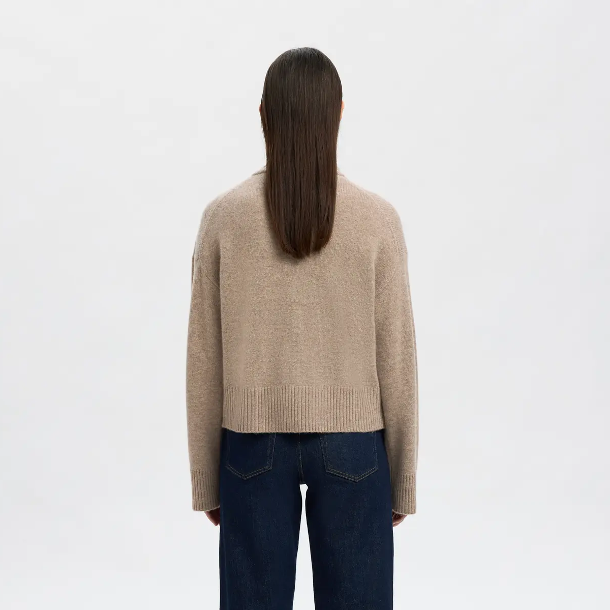 Selected Cille Knit O-Neck Cardigan, Irish Cream Melange