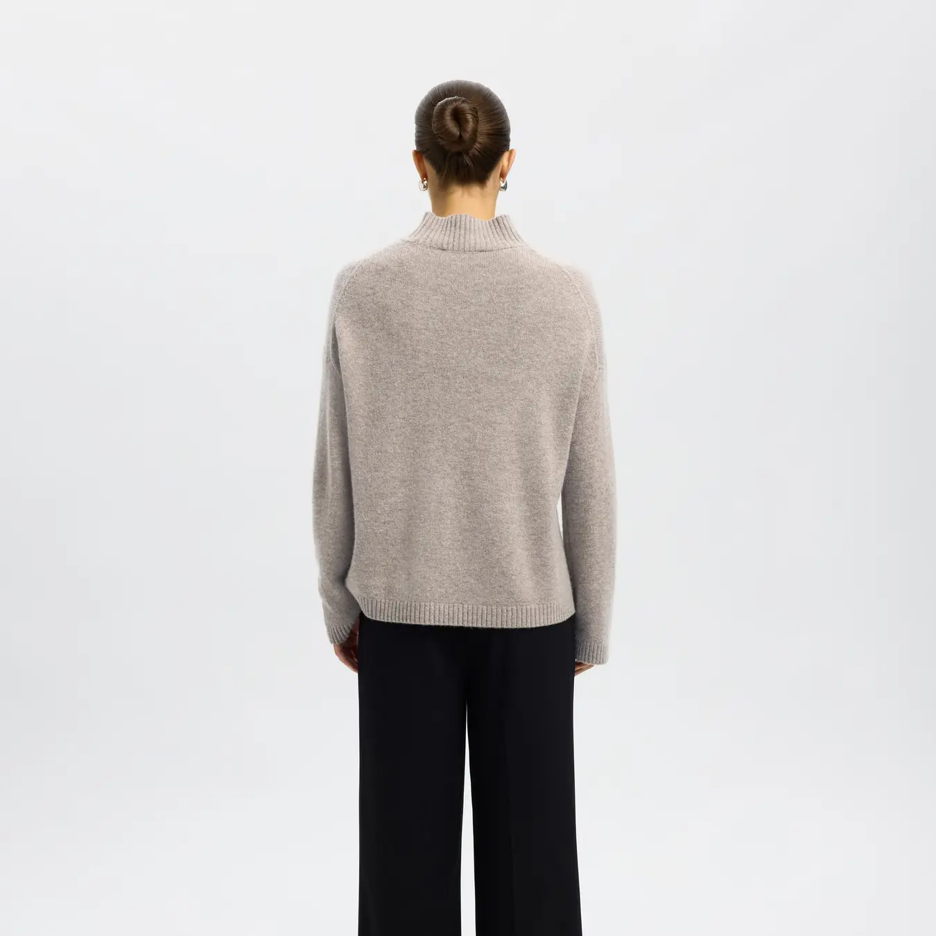 Selected Cille Knit High Neck, Irish Cream Melange