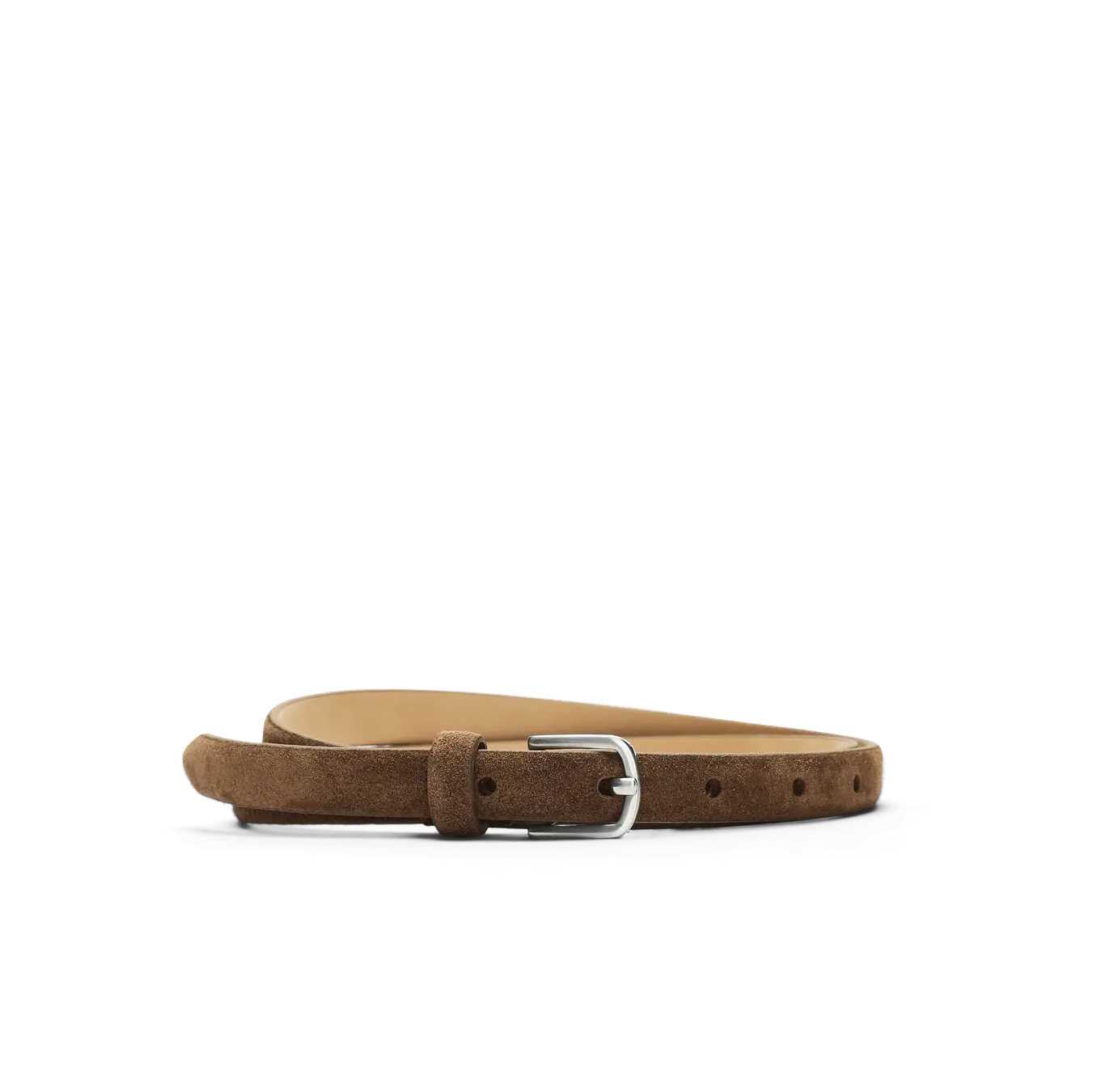 Selected Iona Slim Suede Belt, Tan