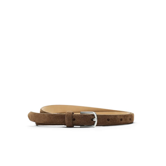 Selected Iona Slim Suede Belt, Tan