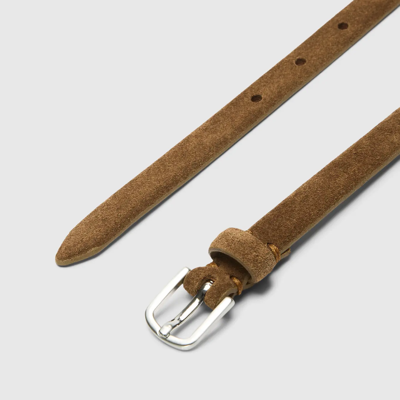 Selected Iona Slim Suede Belt, Tan