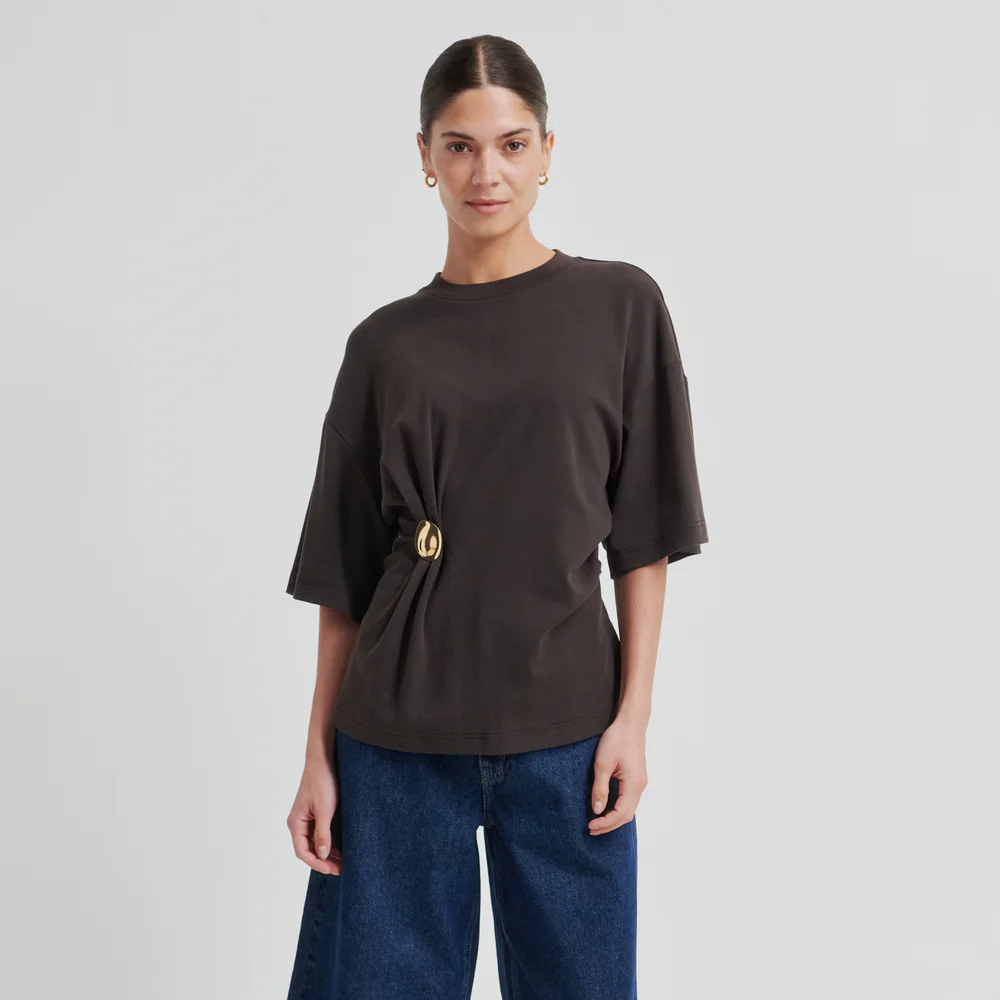 Second Female Enora Brooch Tee, Chocolate Torte