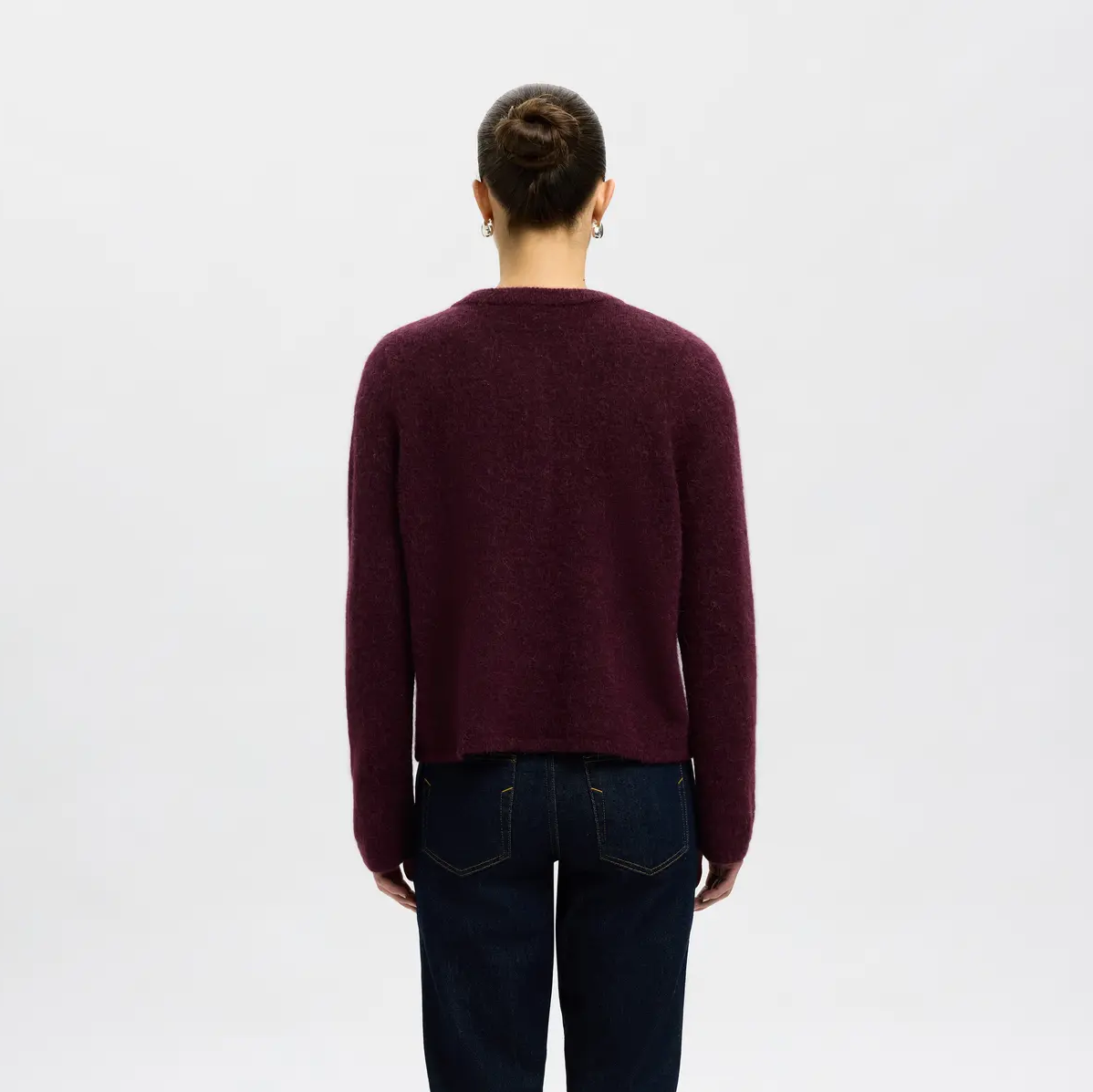 Selected Lulu New Knit Cardigan, Fig Melange