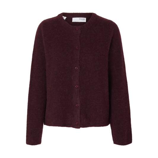 Selected Lulu New Knit Cardigan, Fig Melange