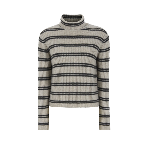 Esmé Studios Firo Roll Neck Knit, Pure Cashmere stripe