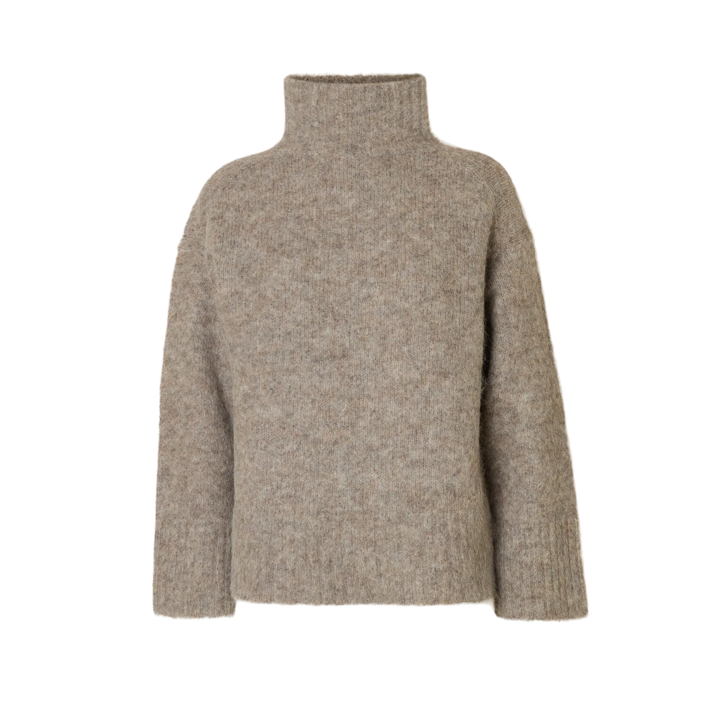 Selected Gabriella Knit High-Neck, Steel Gray Melange