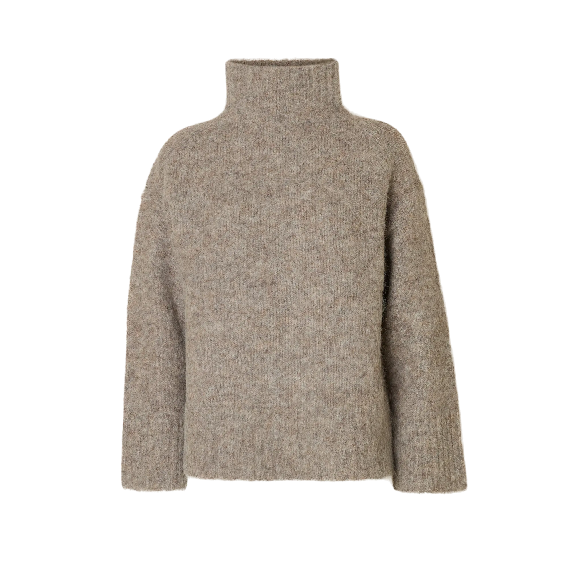 Selected Gabriella Knit High-Neck, Steel Gray Melange
