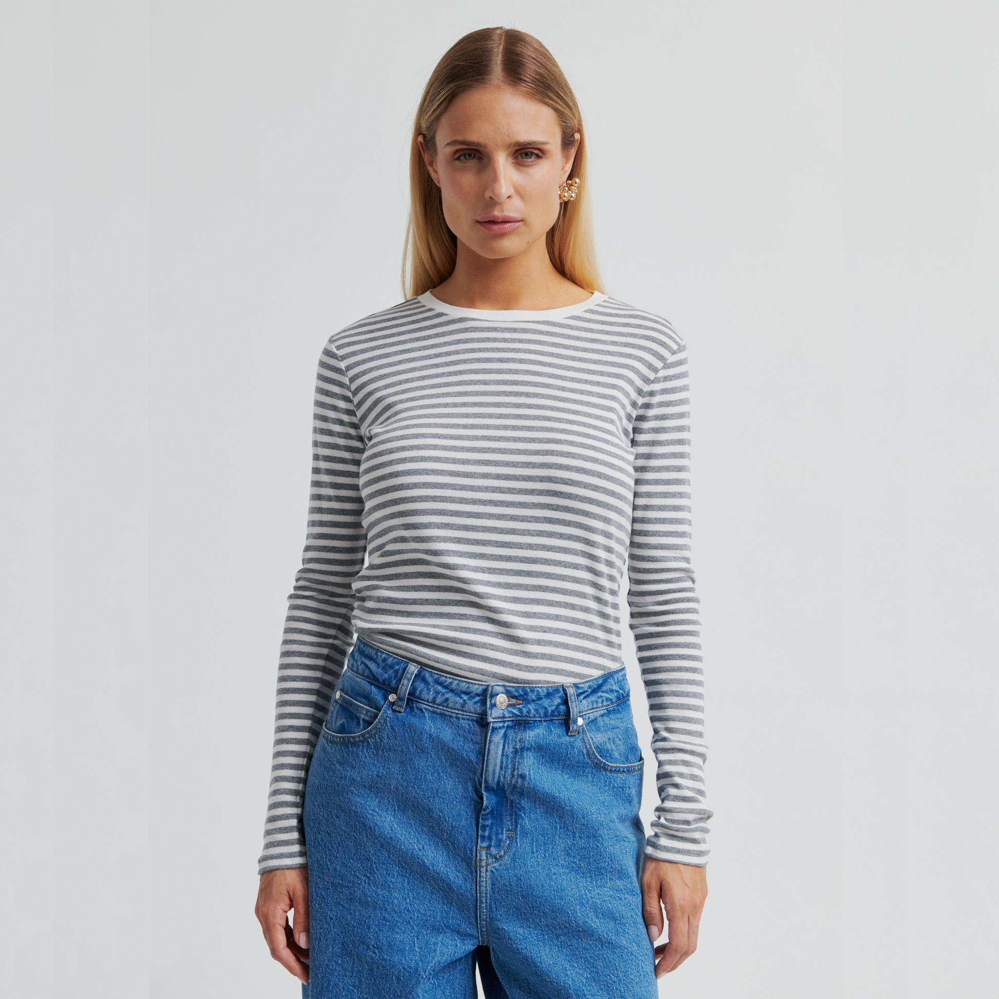 Second Female Alvilda O-Neck Tee, Light Grey Melange