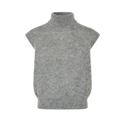 Second Female Ilya Knit Vest, Dark Grey Melange