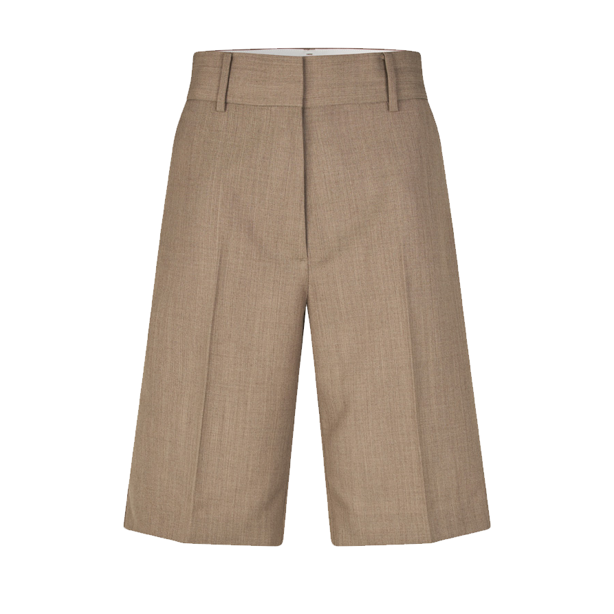 Second Female Levelup Tailored Shorts, Mid Brown Melange
