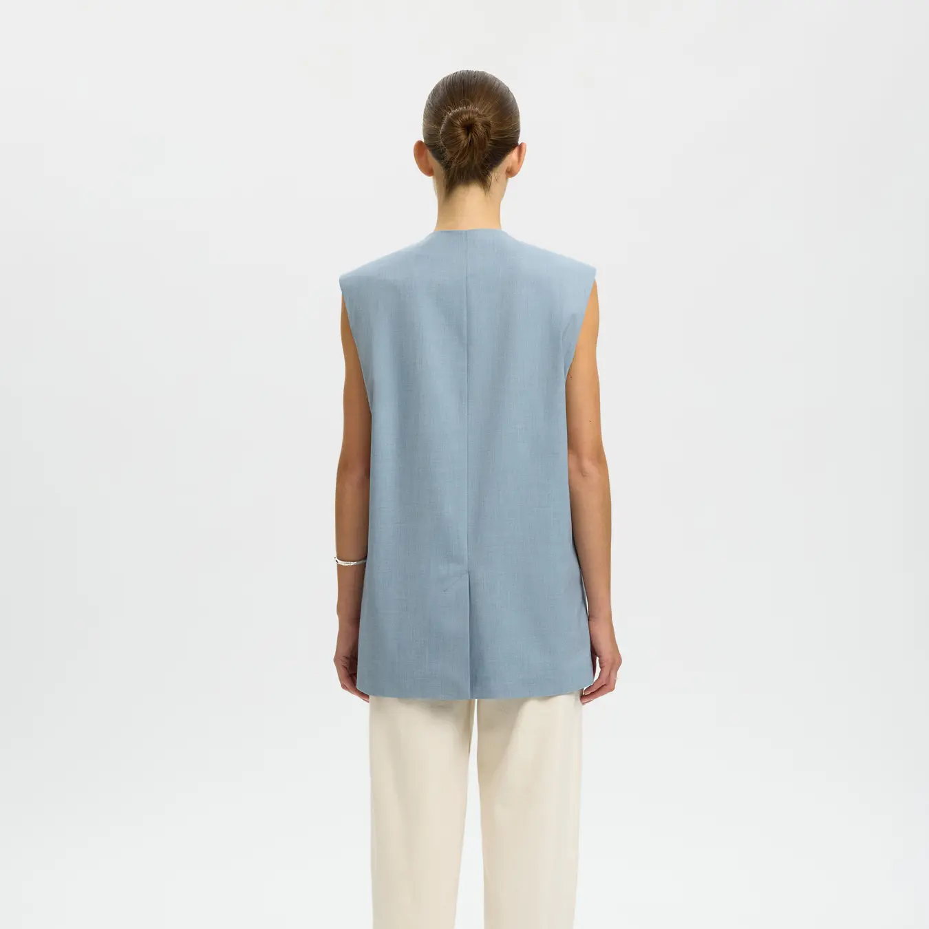 Selected Boxy Lisa Vest, Dusty Blue/Melange