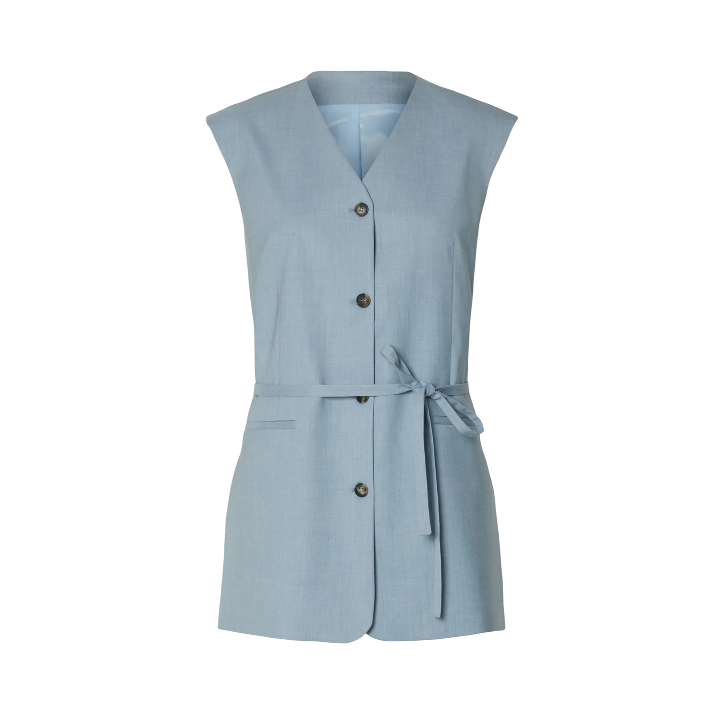 Selected Boxy Lisa Vest, Dusty Blue/Melange