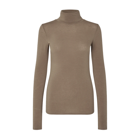 Second Female Matima T-Neck Tee, Camel Melange