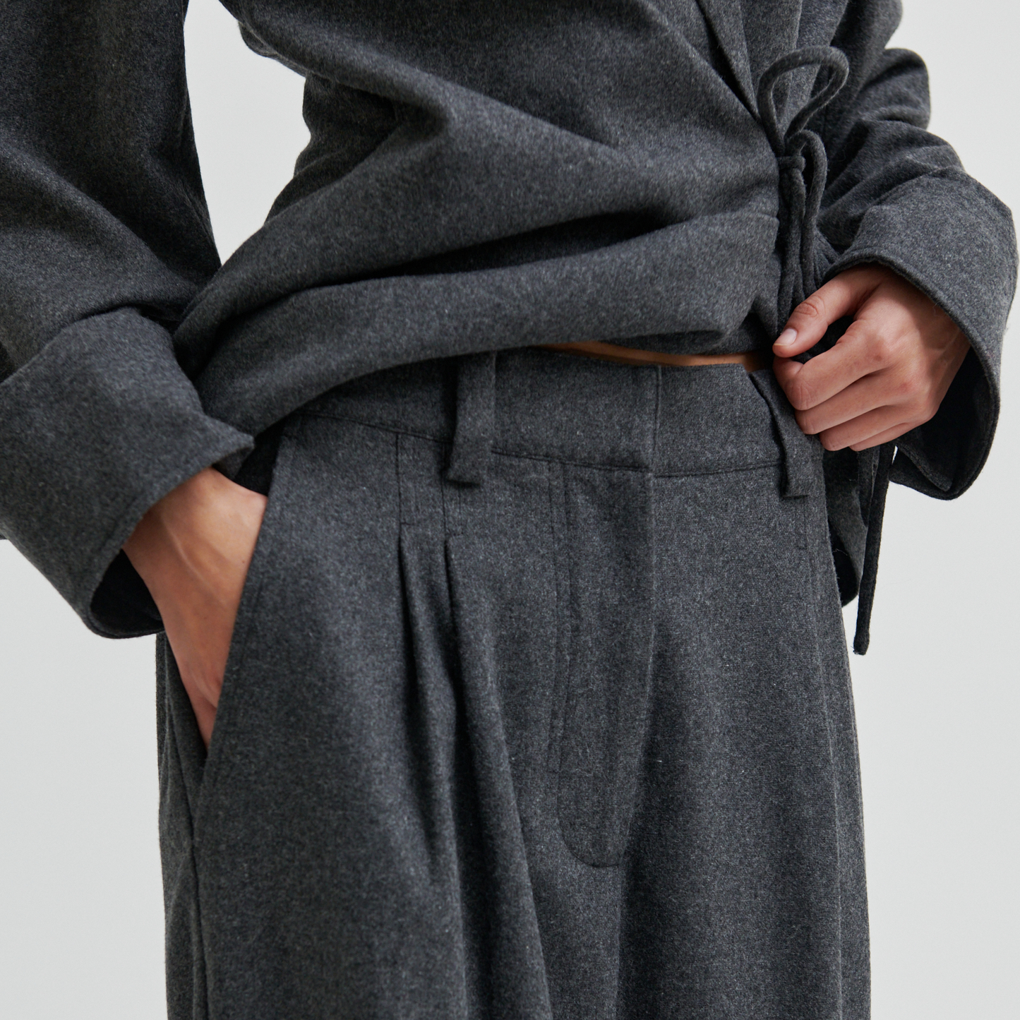 Second Female Milea Trousers, Dark Grey Melange