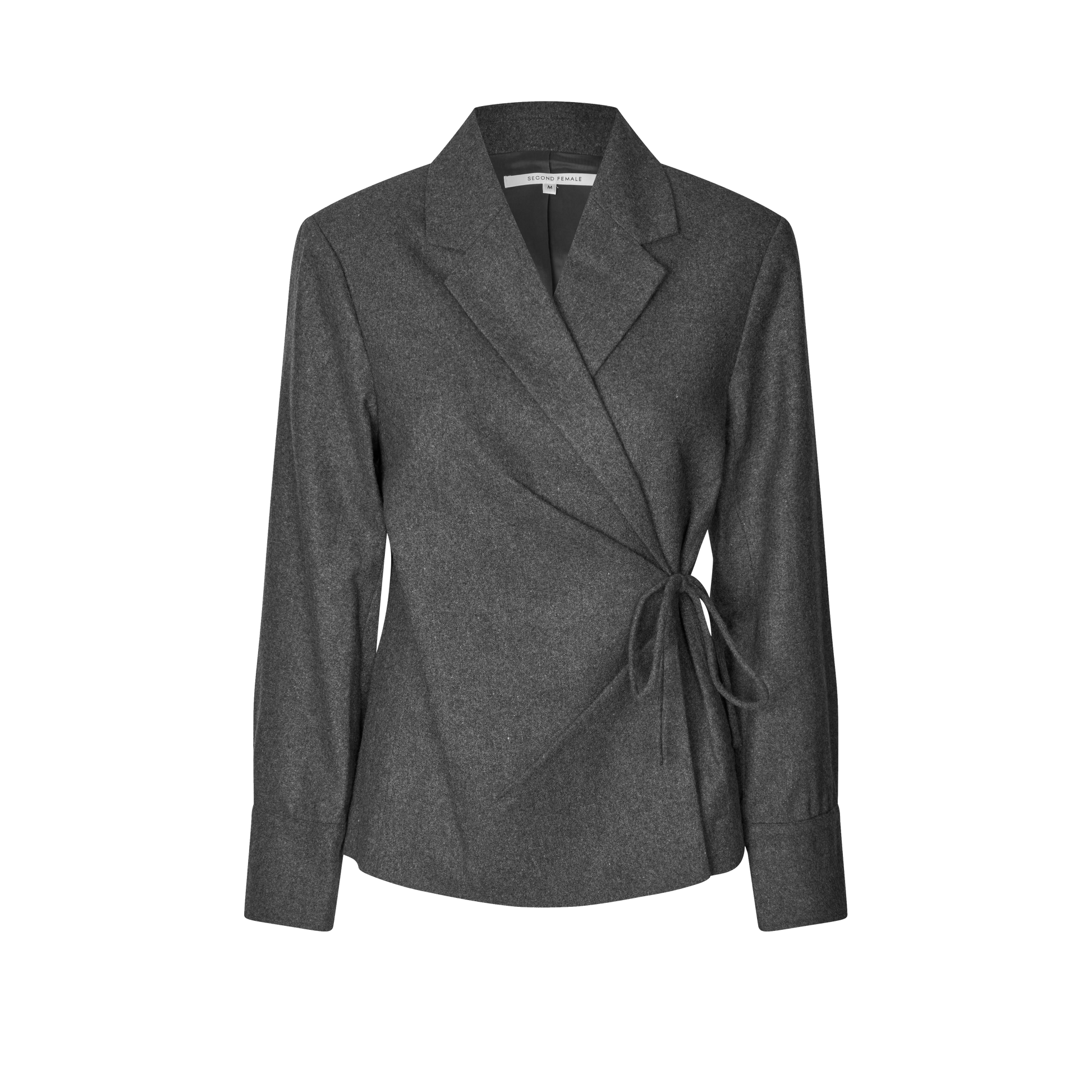Second Female Milea Wrap Shirt, Dark Grey Melange