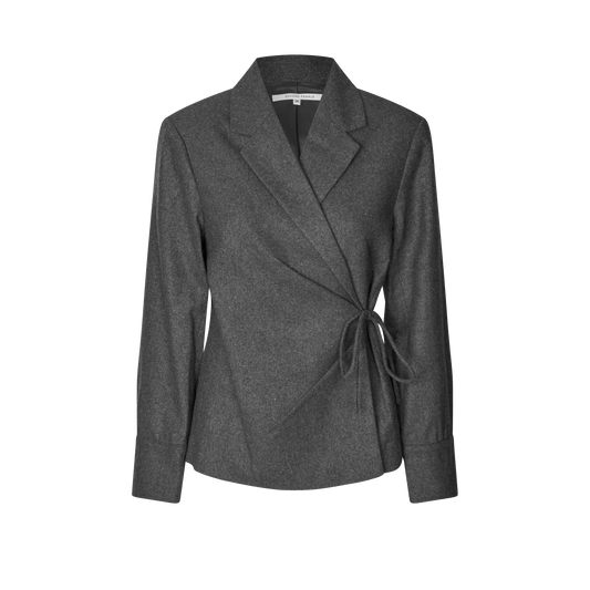 Second Female Milea Wrap Shirt, Dark Grey Melange